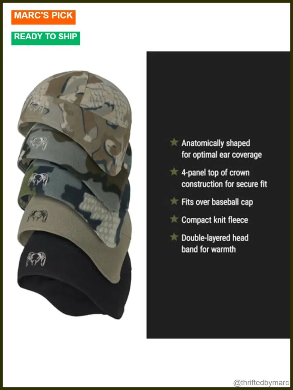 Windproof Fleece Beanie, Ultra-Quiet Micro-Fleece, 4-Way Stretch,